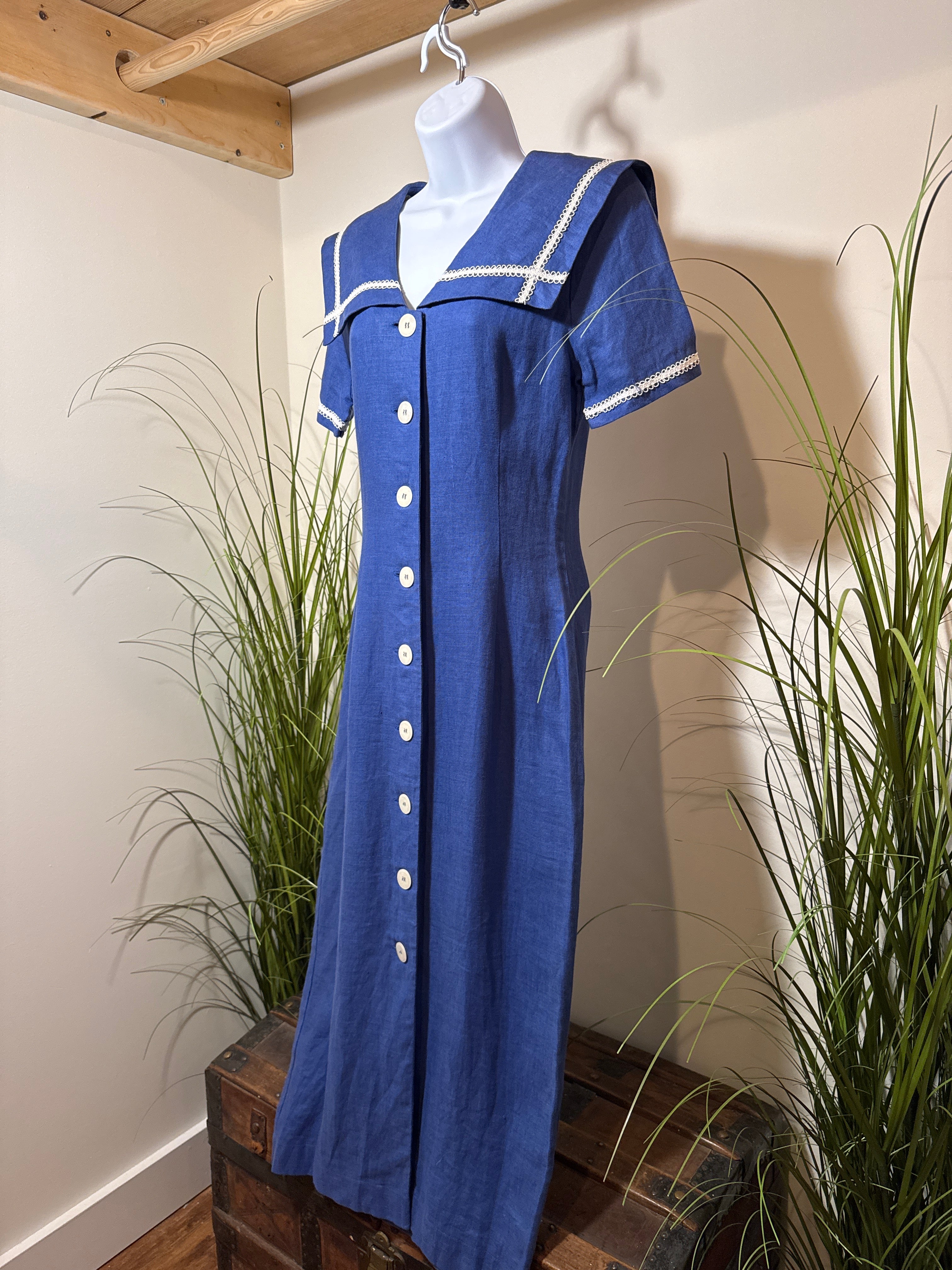 vintage 100% Linen Sailor Collar dress from Suttles & Seawinds