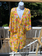 Yellow floral sheer open cardigan