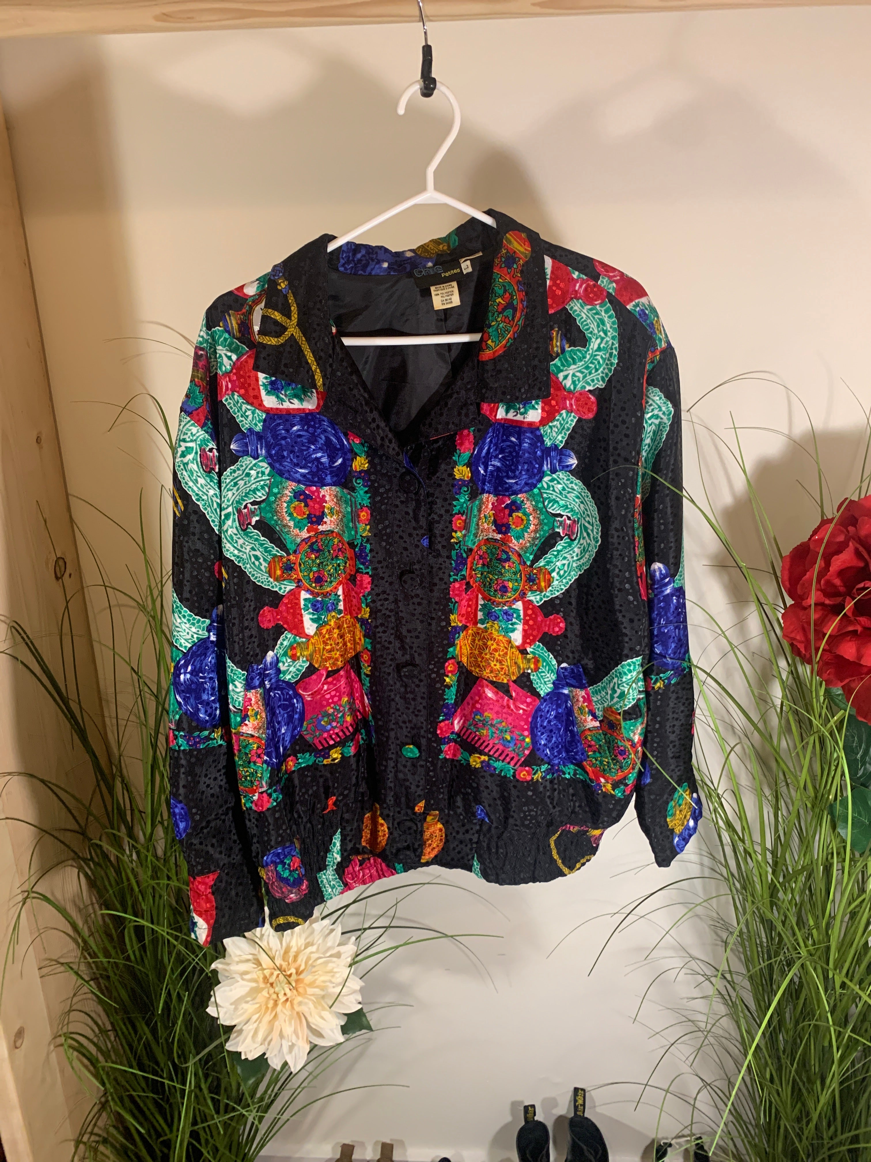 Size L Vintage 80's Vibrant Design Chic Petites Jacket