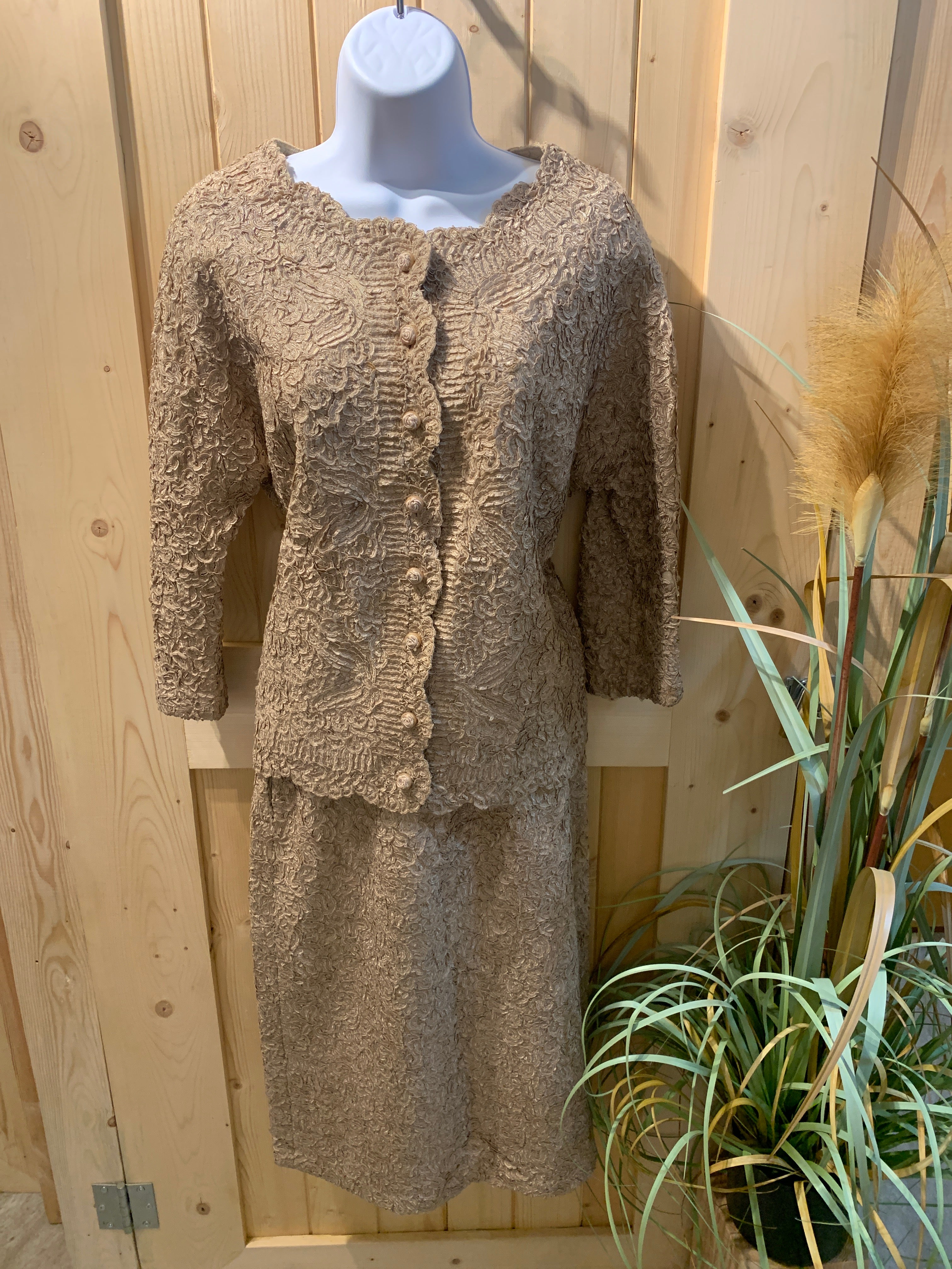 Vintage Soutache Skirt and Blazer Power Suit