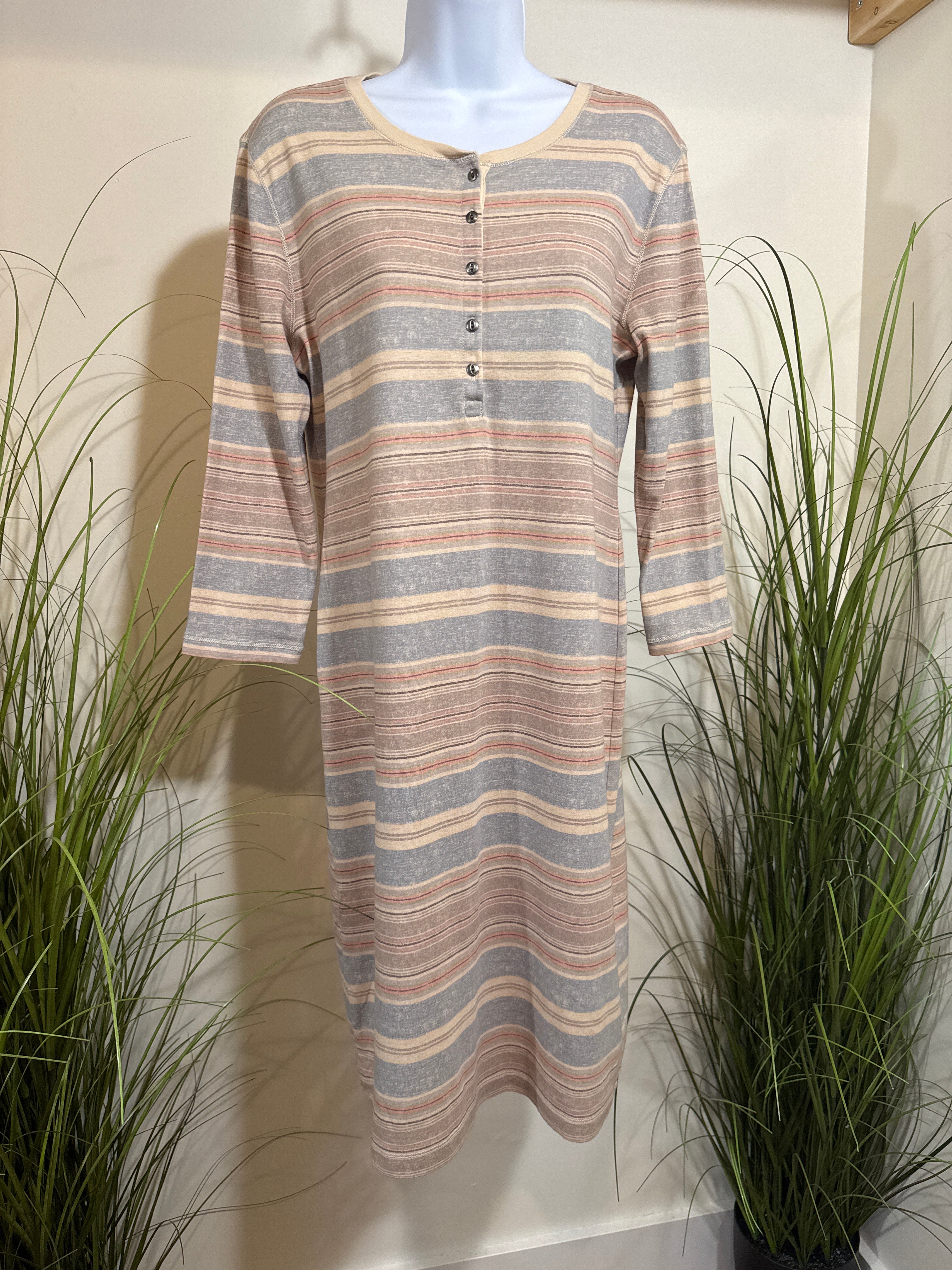 Henley Shift Dress- Striped