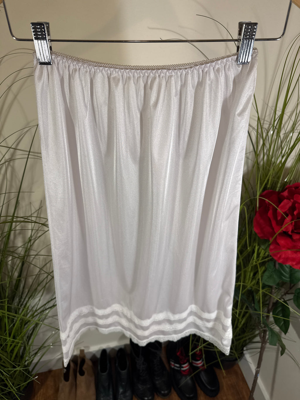 White Half Slip- Lace Trim