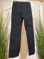 Oat New York Black Jeans-embellished rhinestone stripes