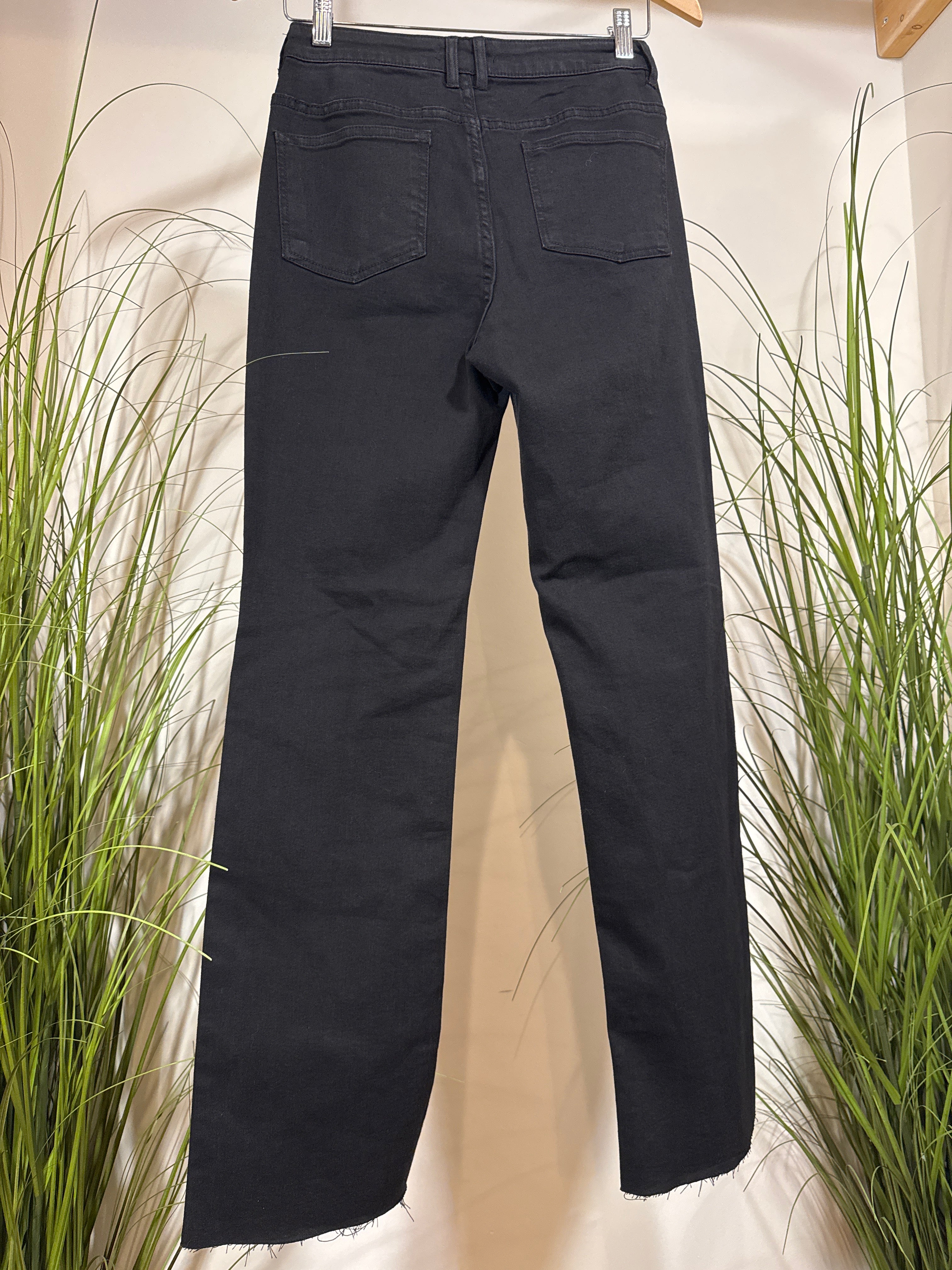 Oat New York Black Jeans-embellished rhinestone stripes