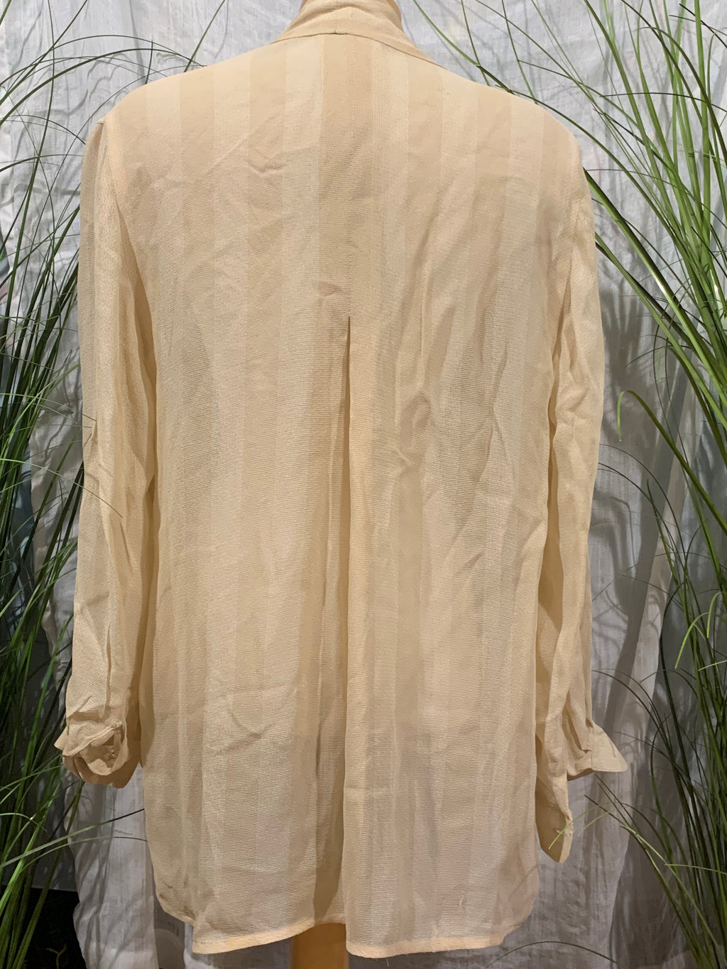 Size M Vintage Wool Blend Marissa Minicucci Light Cream Striped Texture 3 Piece Pant Suit