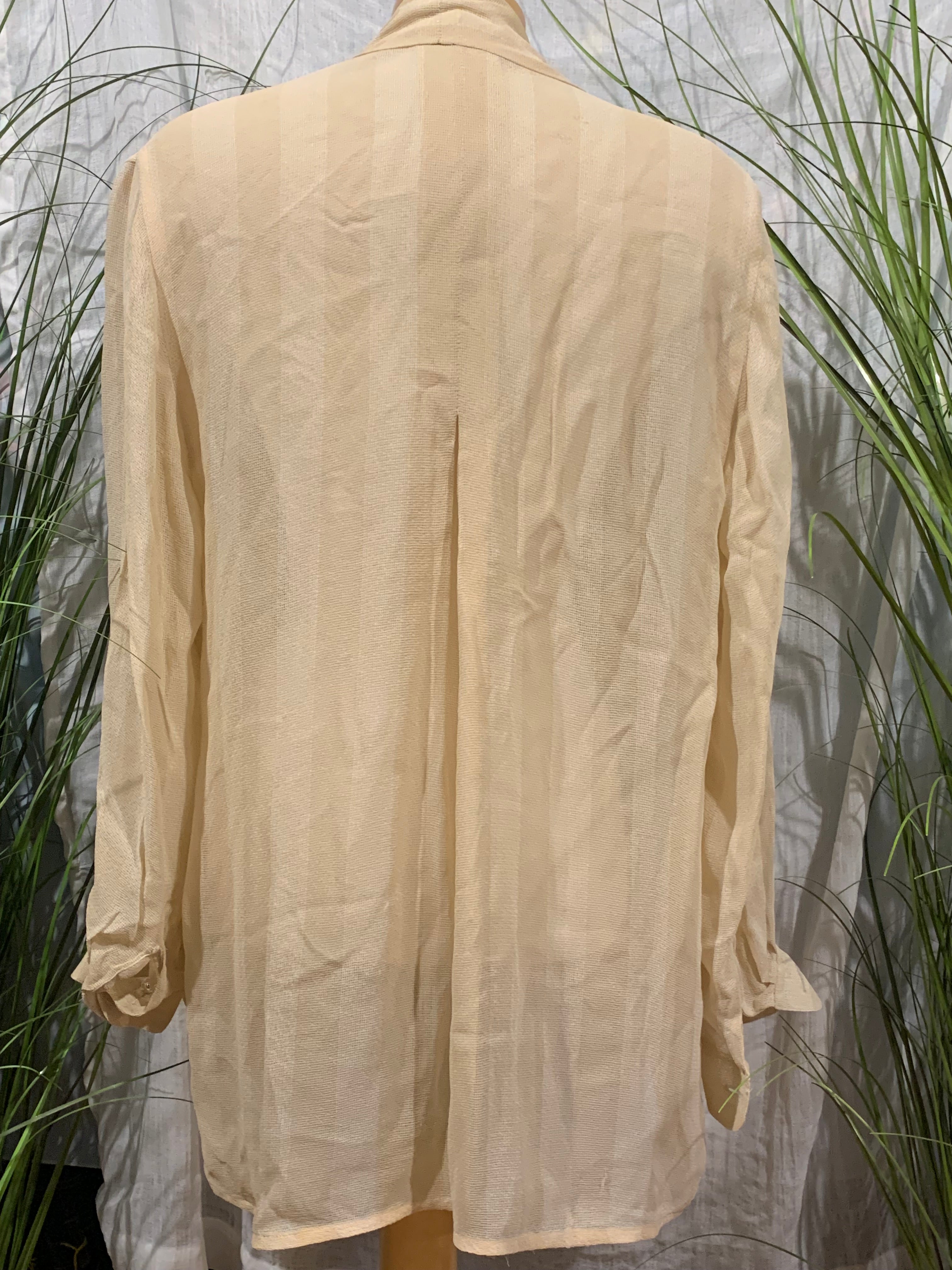 Size M Vintage Wool Blend Marissa Minicucci Light Cream Striped Texture 3 Piece Pant Suit