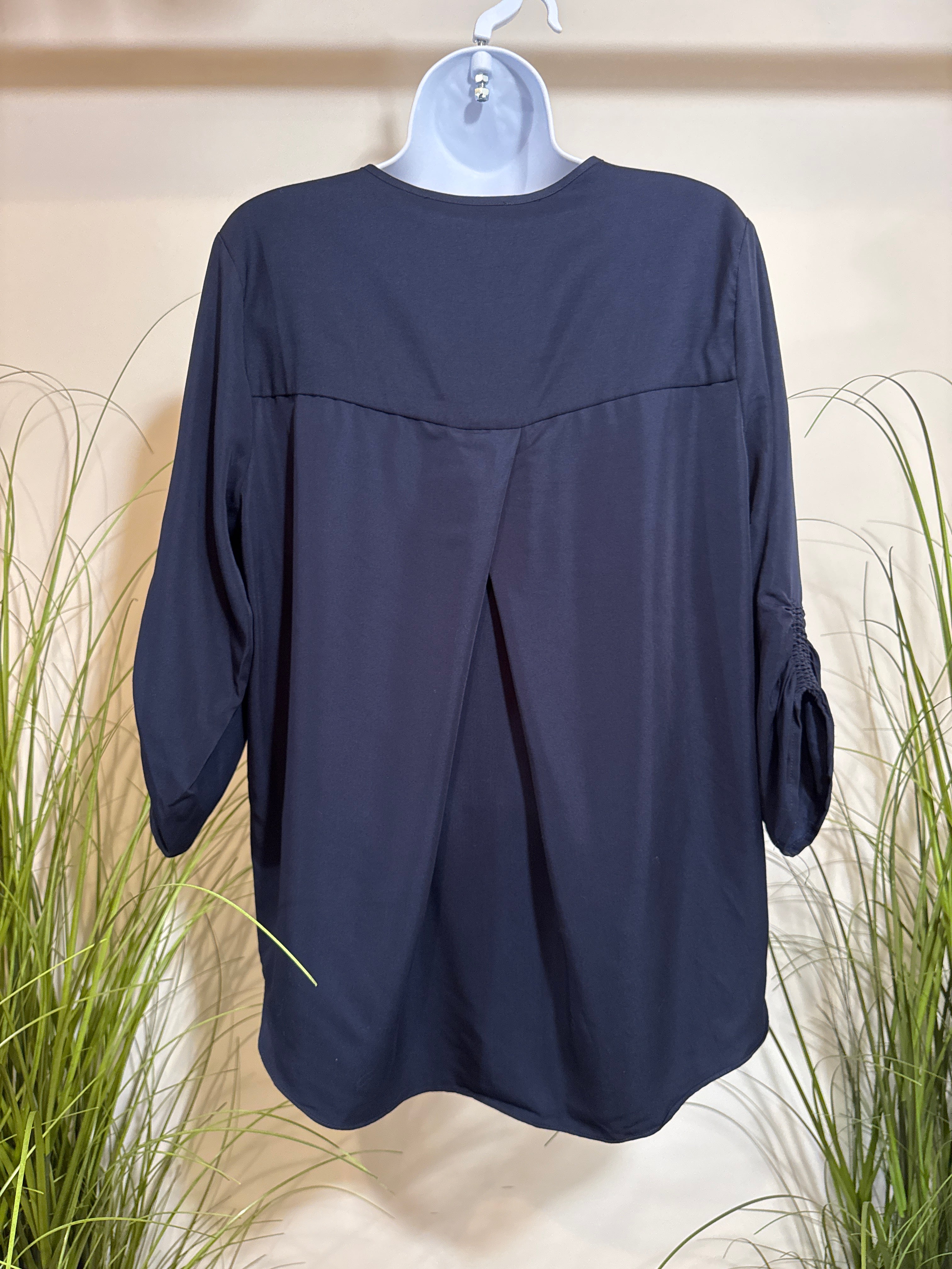 FDJ Navy Blue 3/4 Length Sleeve Blouse