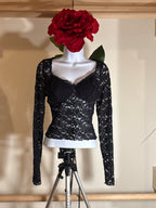 Urban Heritage - Night Out Black Lace Long Sleeve Top