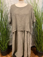 Italian Lagenlook 100% Cotton Dress with Under Dress and Mesh Top