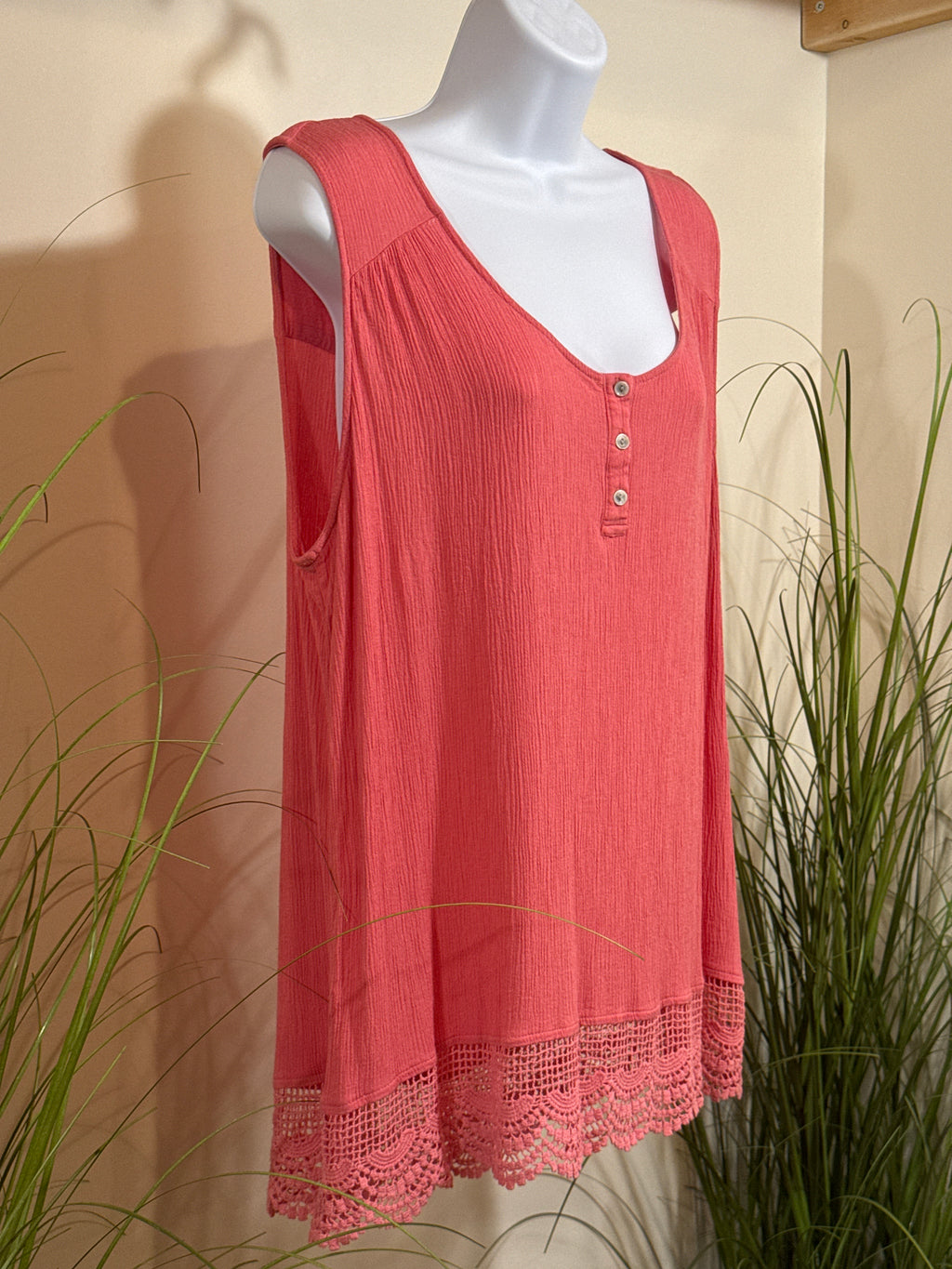 Denver Hayes Sleeveless Top- Coral