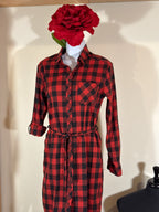 BC Clothing Women Checkered, Long Sleeve Shirt Dress