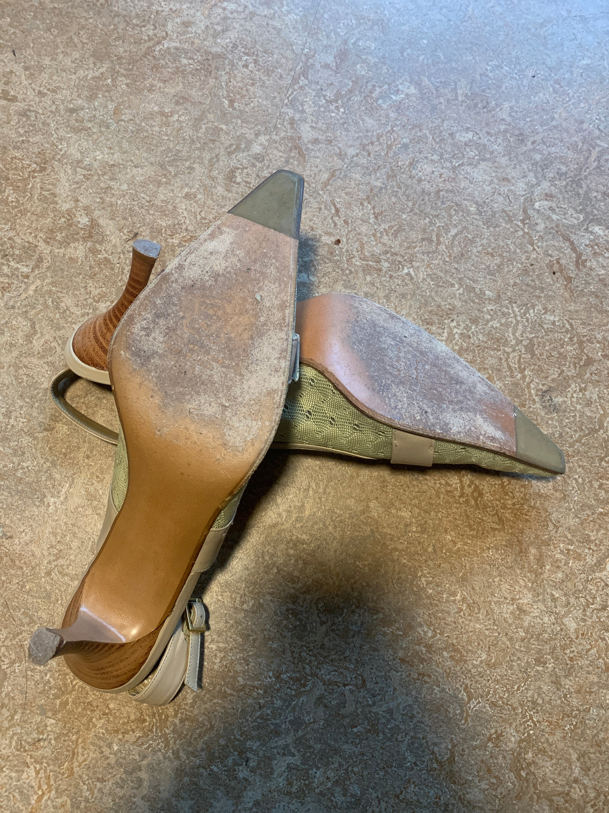 Size 8.5 Etienne Aigner Sling Back Black Heels Made in Spain