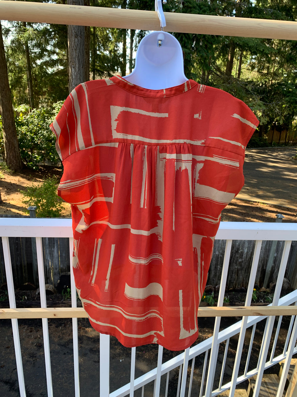 Banana Republic sleeveless blouse- rust & tan