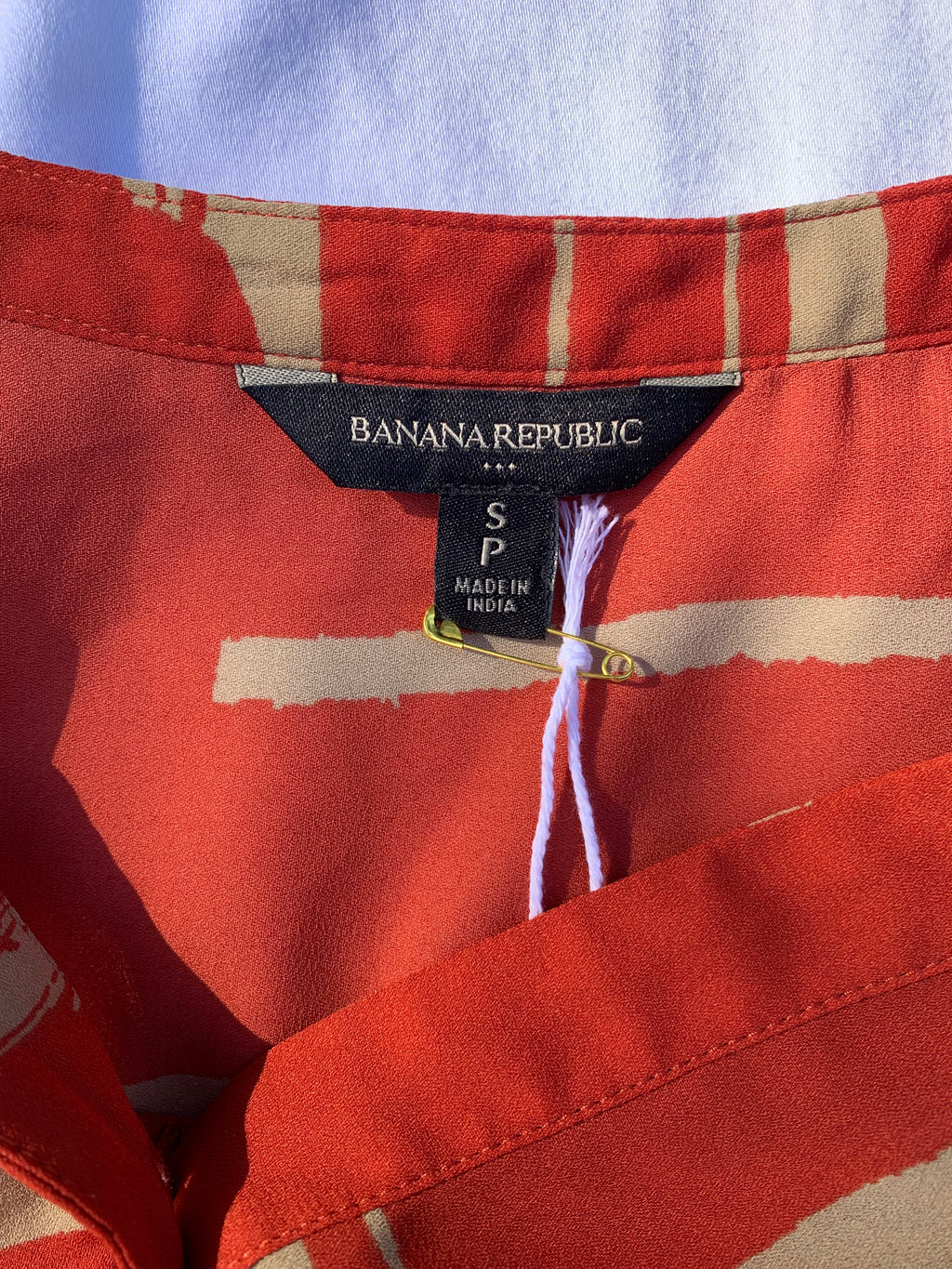 Banana Republic sleeveless blouse- rust & tan