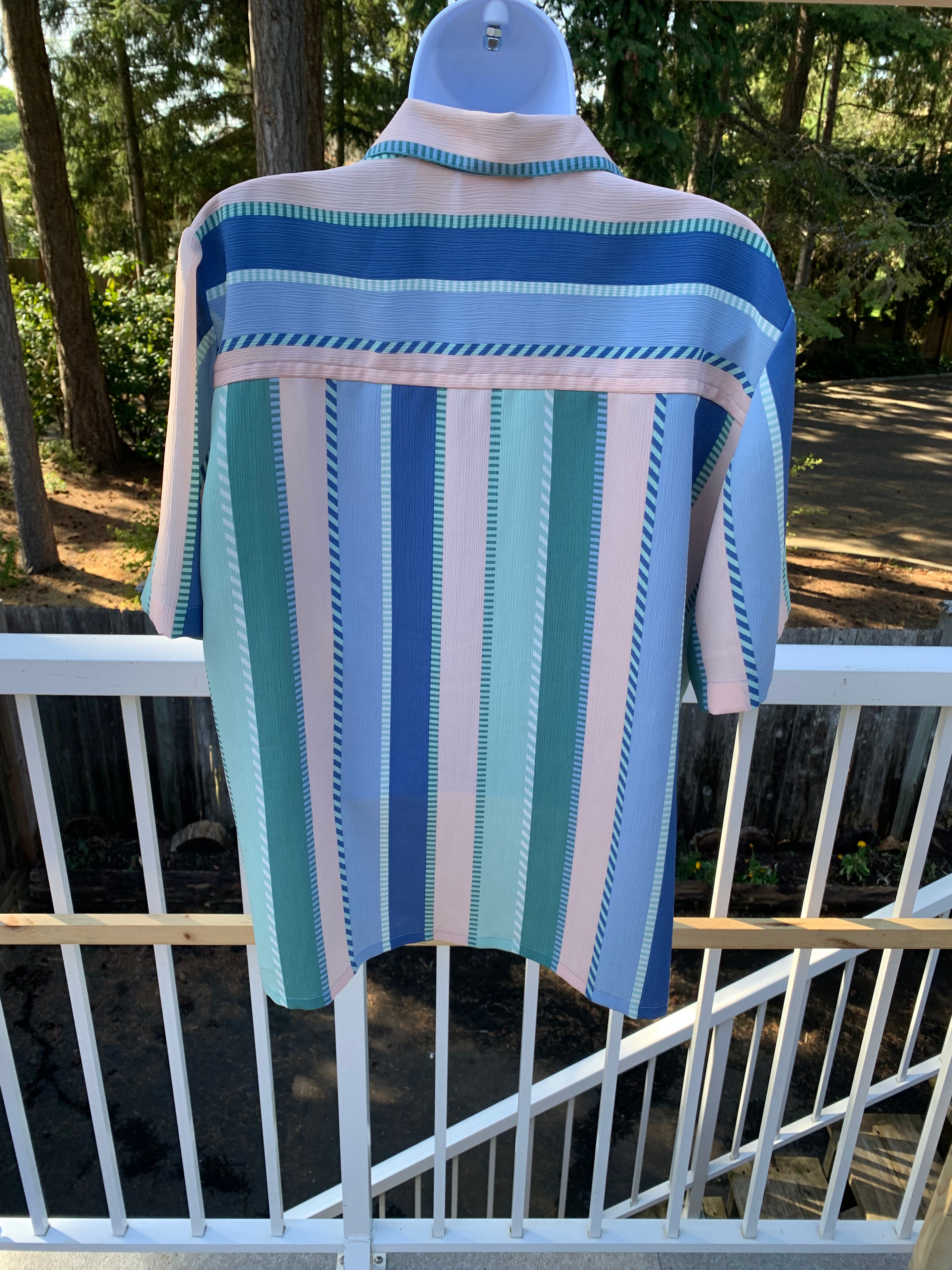 Vintage TanJay Petites Size 12 Button Down Striped Blouse