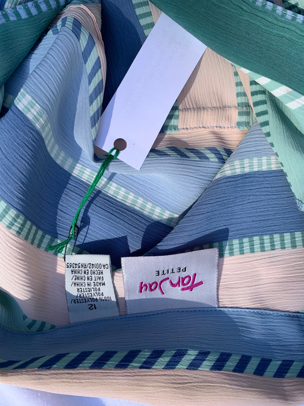 Vintage TanJay Petites Size 12 Button Down Striped Blouse