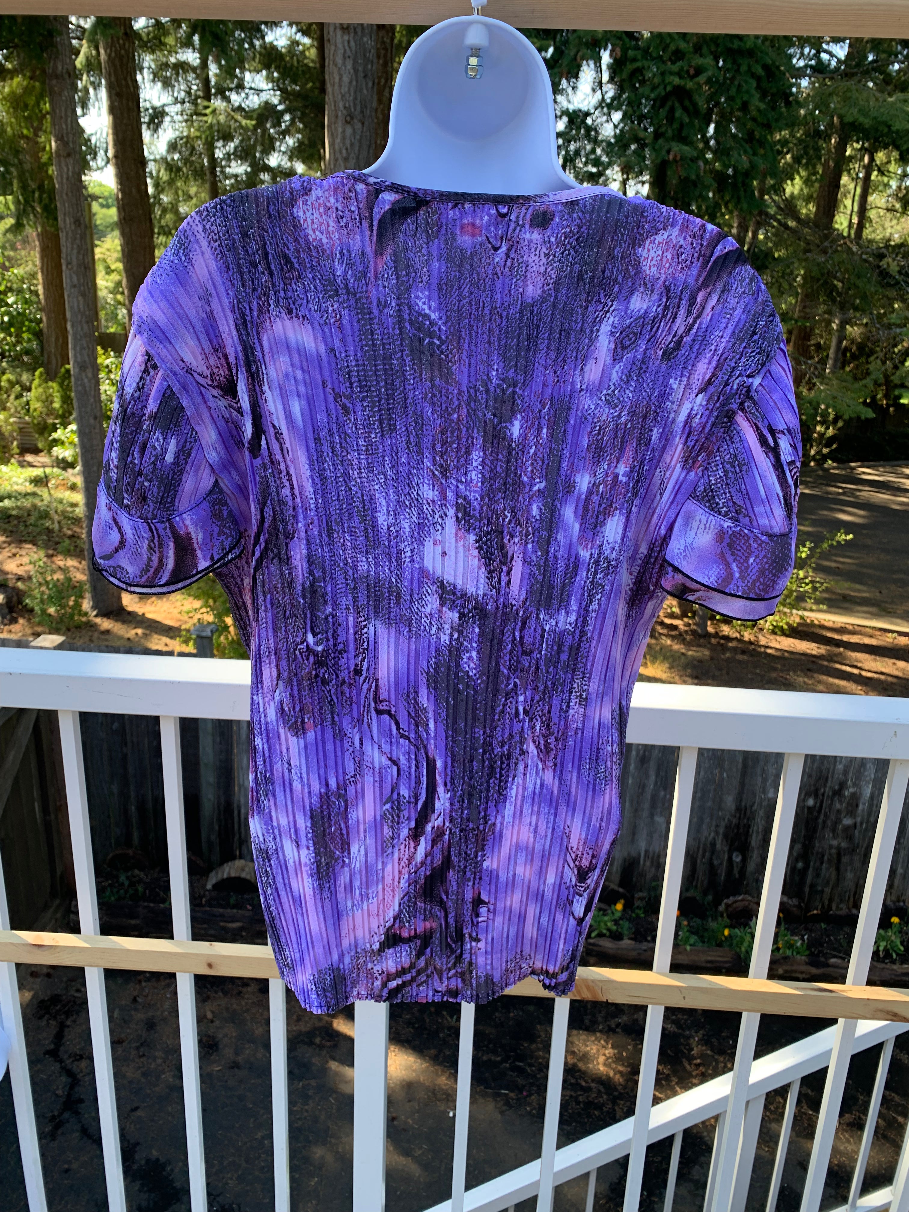 Purple pattern cap sleeve blouse by LauraPlus