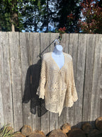 Size 1X  The Paragon Croqueted Cover Up Vest with Flared Cuffs