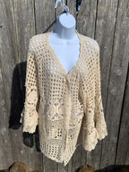 Size 1X  The Paragon Croqueted Cover Up Vest with Flared Cuffs