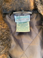 Size Large Women's St John's Bay Sleeveless Jean Jacket with Fur Accents