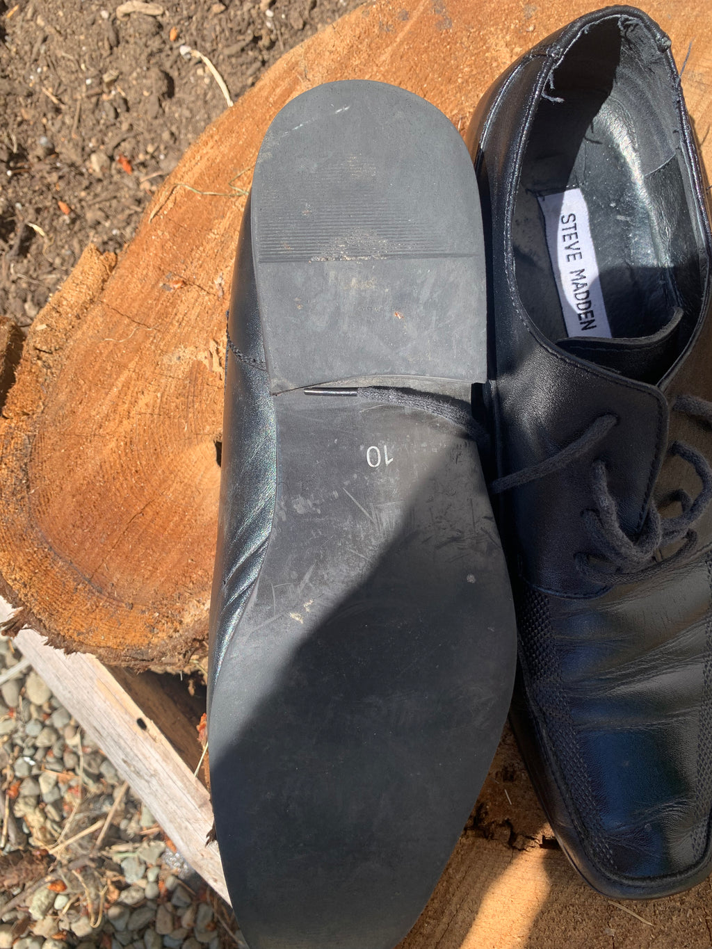 Size 10 M Steve Madden Black Square Toed Leather Dress Shoes