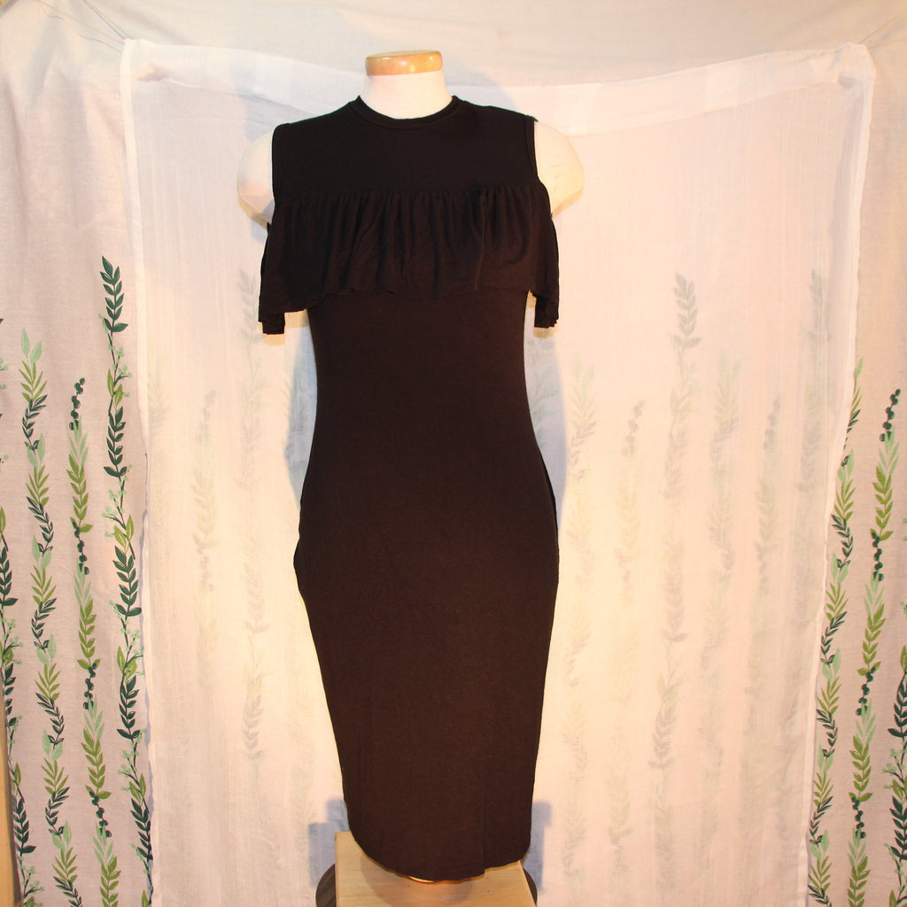Size Large black sleeveless dress by Rebel Sugar with ruffle