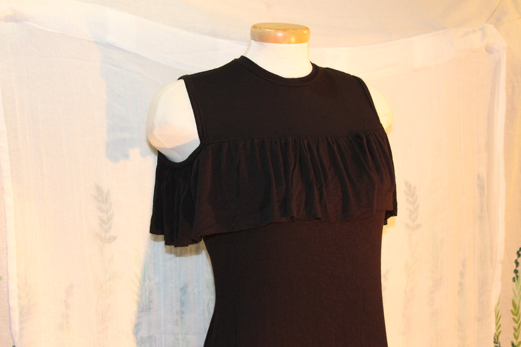 Size Large black sleeveless dress by Rebel Sugar with ruffle