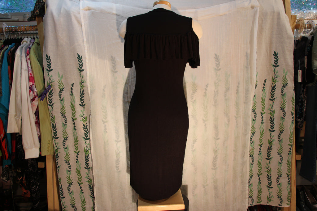 Size Large black sleeveless dress by Rebel Sugar with ruffle