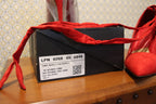 Size 9 Red high heel pumps with ankle tie by ShoeDazzle