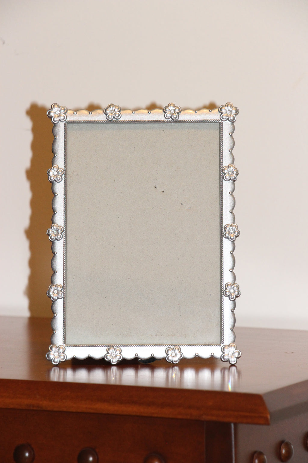 5x7 flower & rhinestone metal photo frame