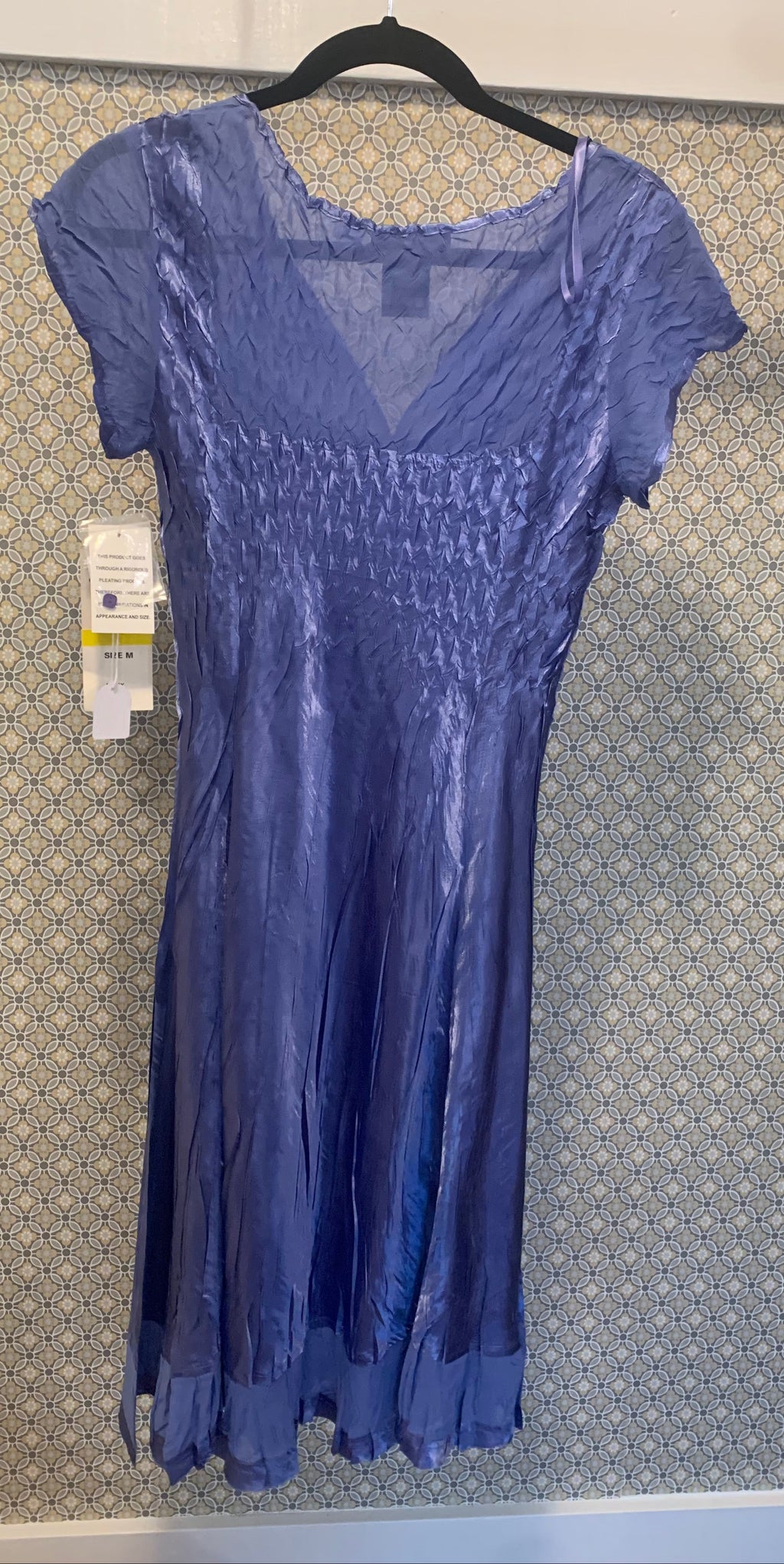 S.L FASHIONS Missy Satin Pleated Dress -Consigned with VARDO Vintage & Valuables vvvardo.ca