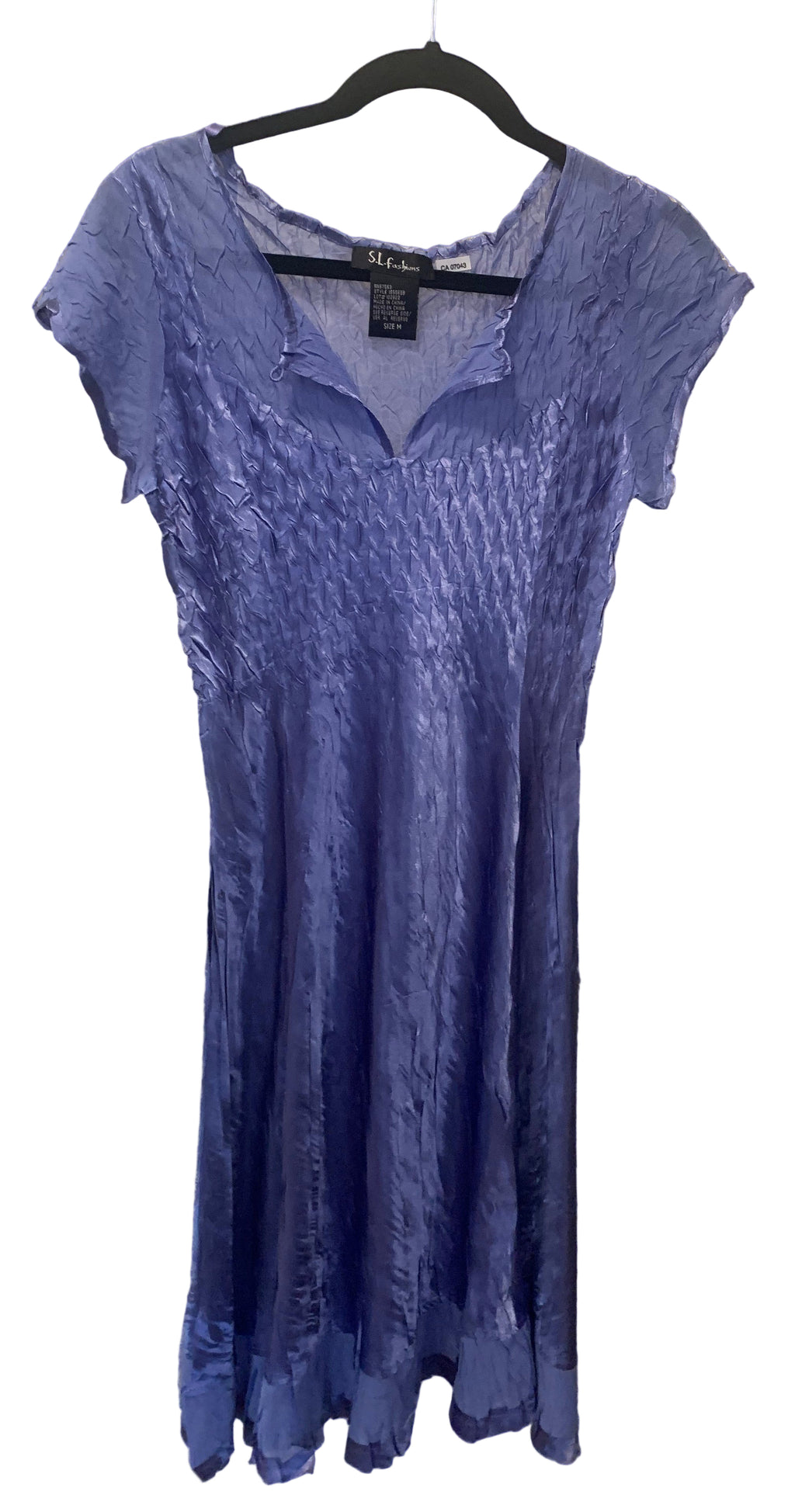 S.L FASHIONS Missy Satin Pleated Dress -Consigned with VARDO Vintage & Valuables vvvardo.ca