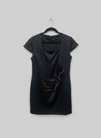 LAVENA Black Satin Midi Occasional Dress - Consigned with VARDO Vintage & Valuables vvvardo.ca