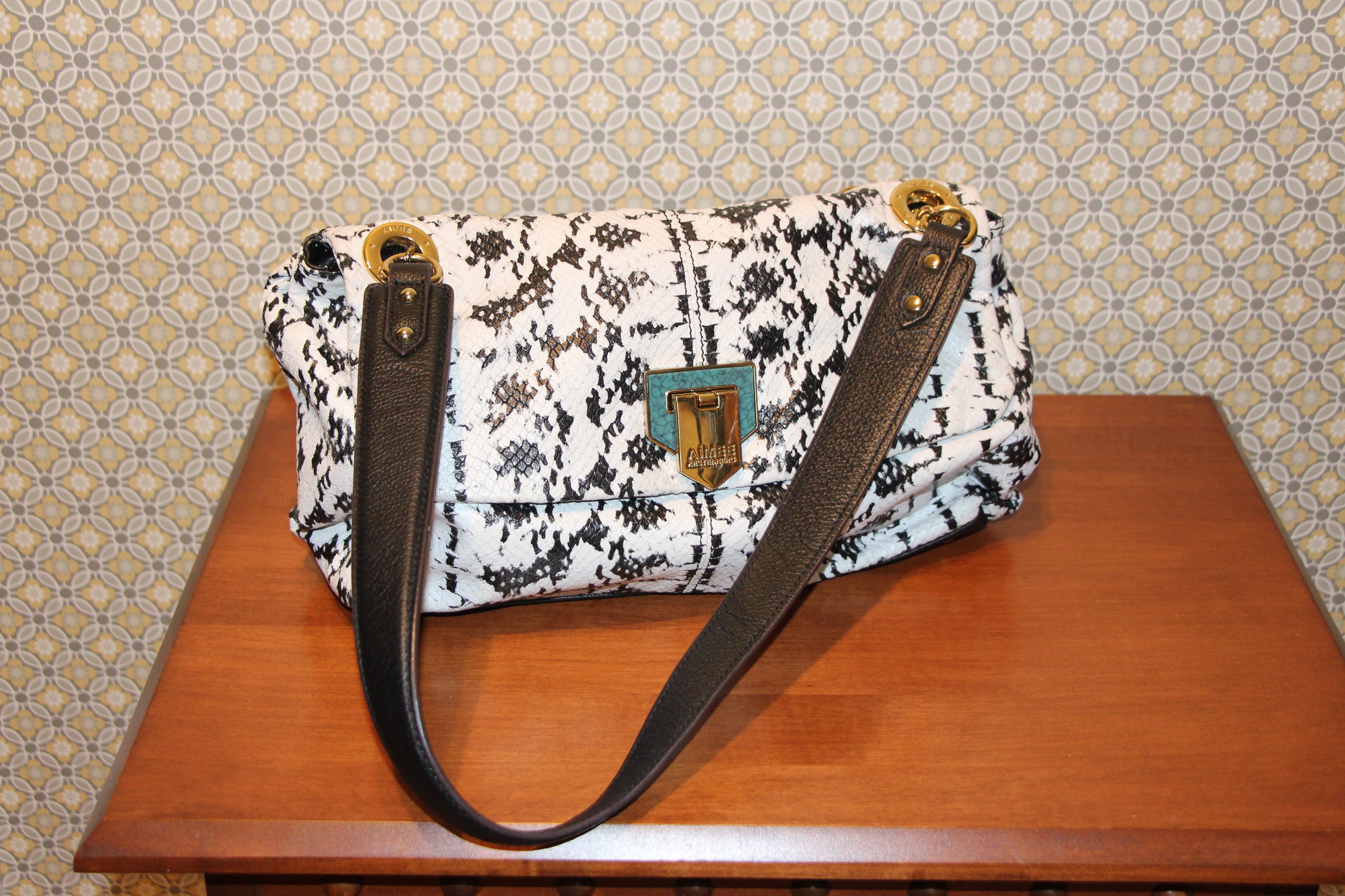 Black and white handbag purse.