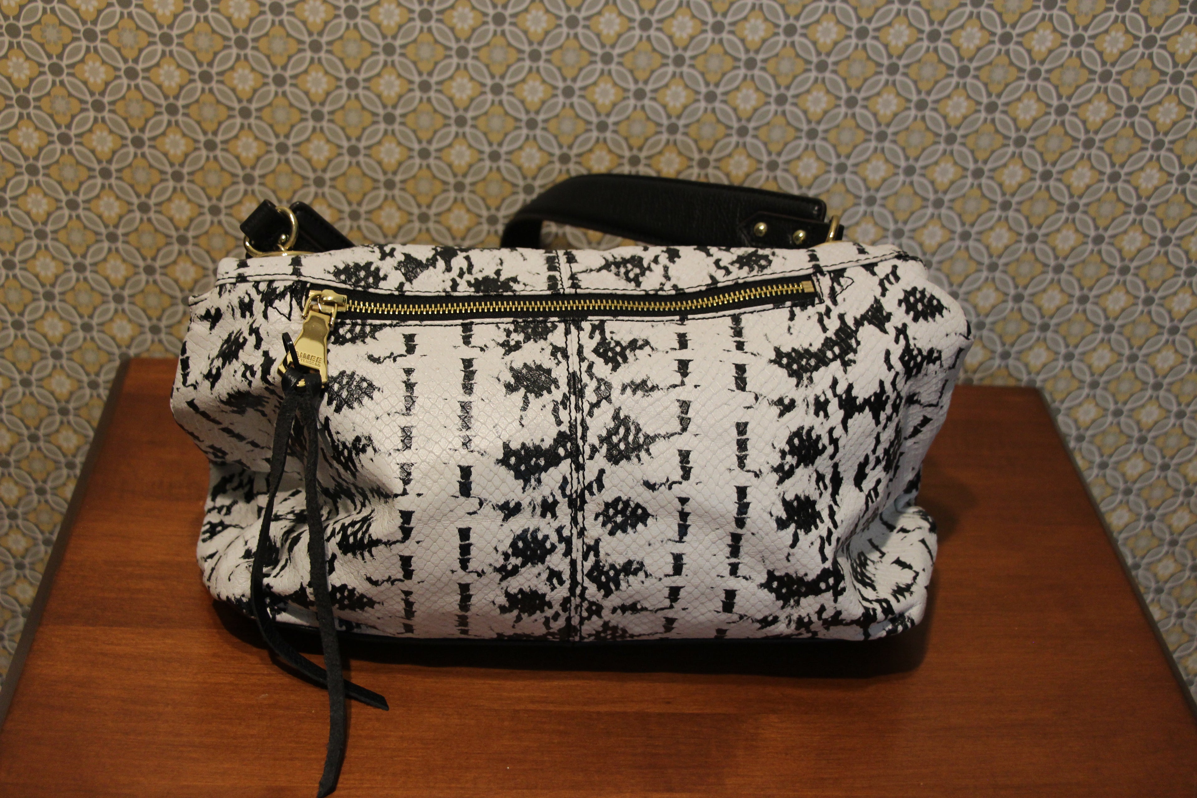Black and white handbag purse.