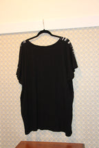 Size 3X MXM Boho Print Black Short Sleeve Blouse