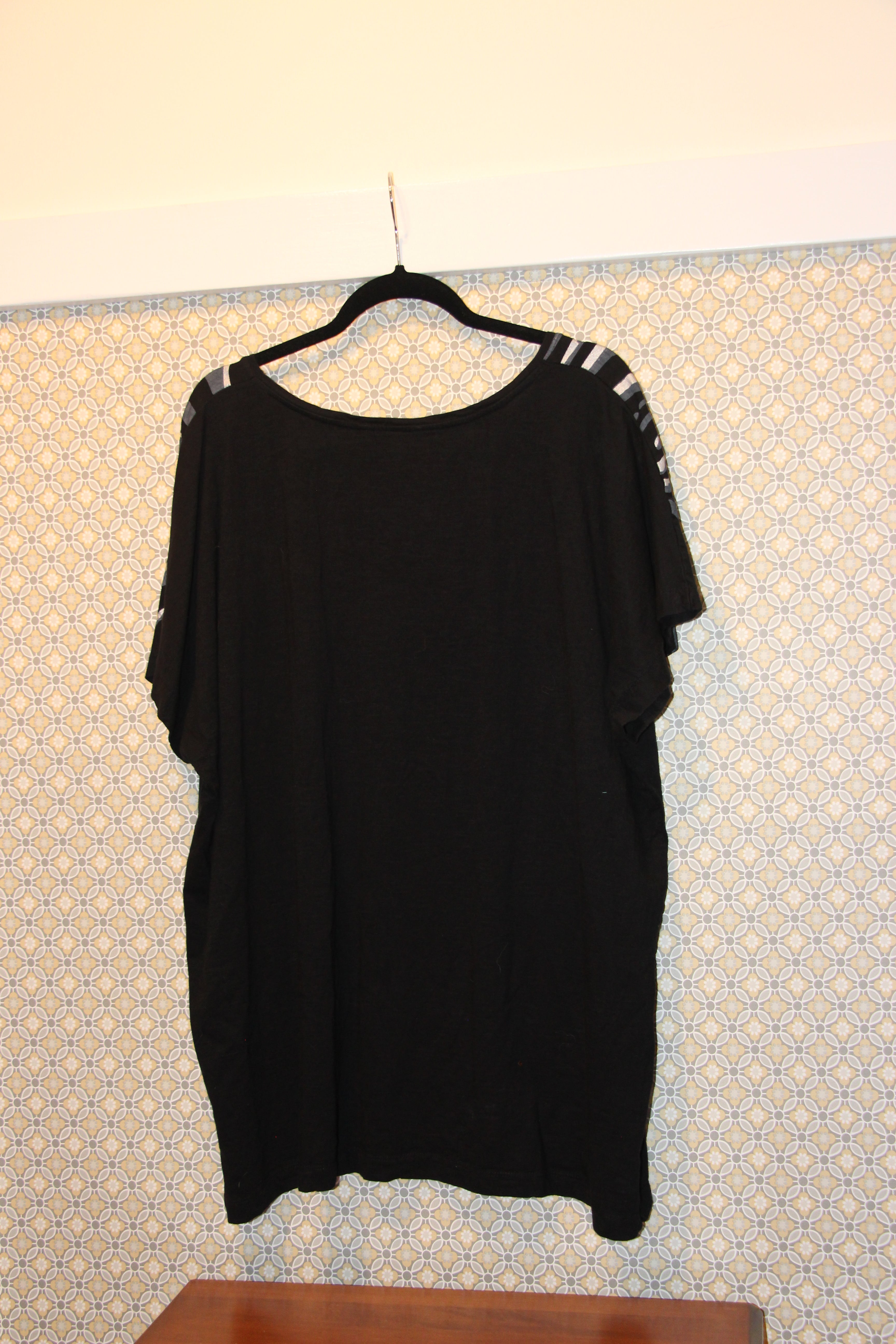 Size 3X MXM Boho Print Black Short Sleeve Blouse