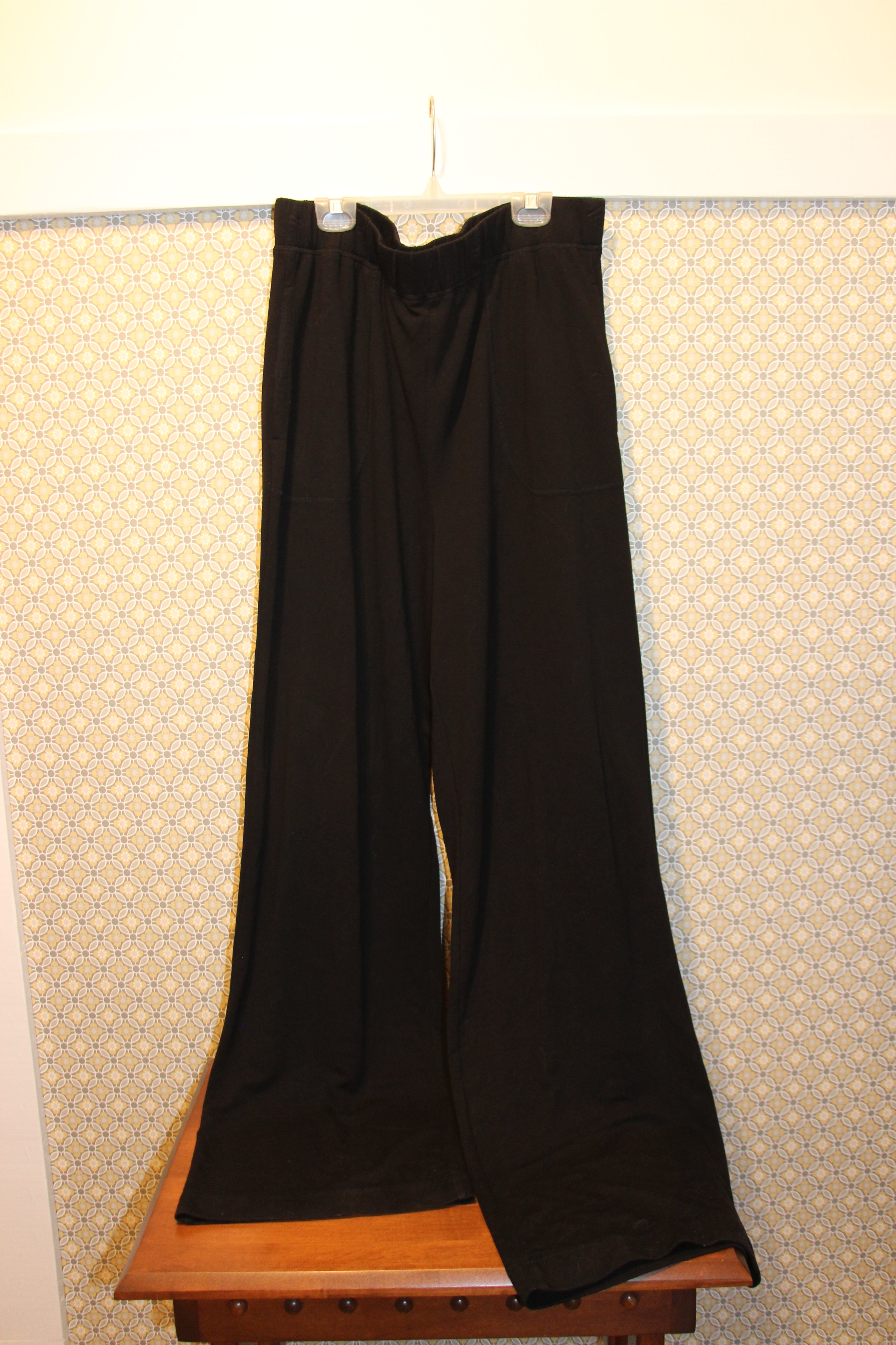 Size L Tall Black Lounge Pants with Elastic Waist Band