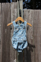 Size 6-12M Denim Floral Snap Bottom Overall Shorts