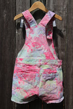 Size 6 Kids Tie-Dye and Paisley Print Overall Denim Shorts