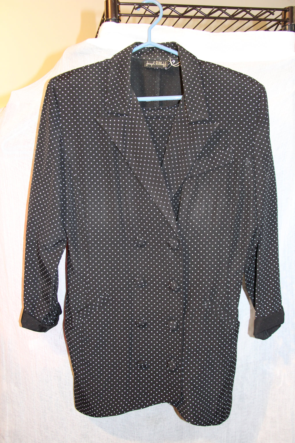 Vintage Polka Dot Women's Blazer And Skirt Set
