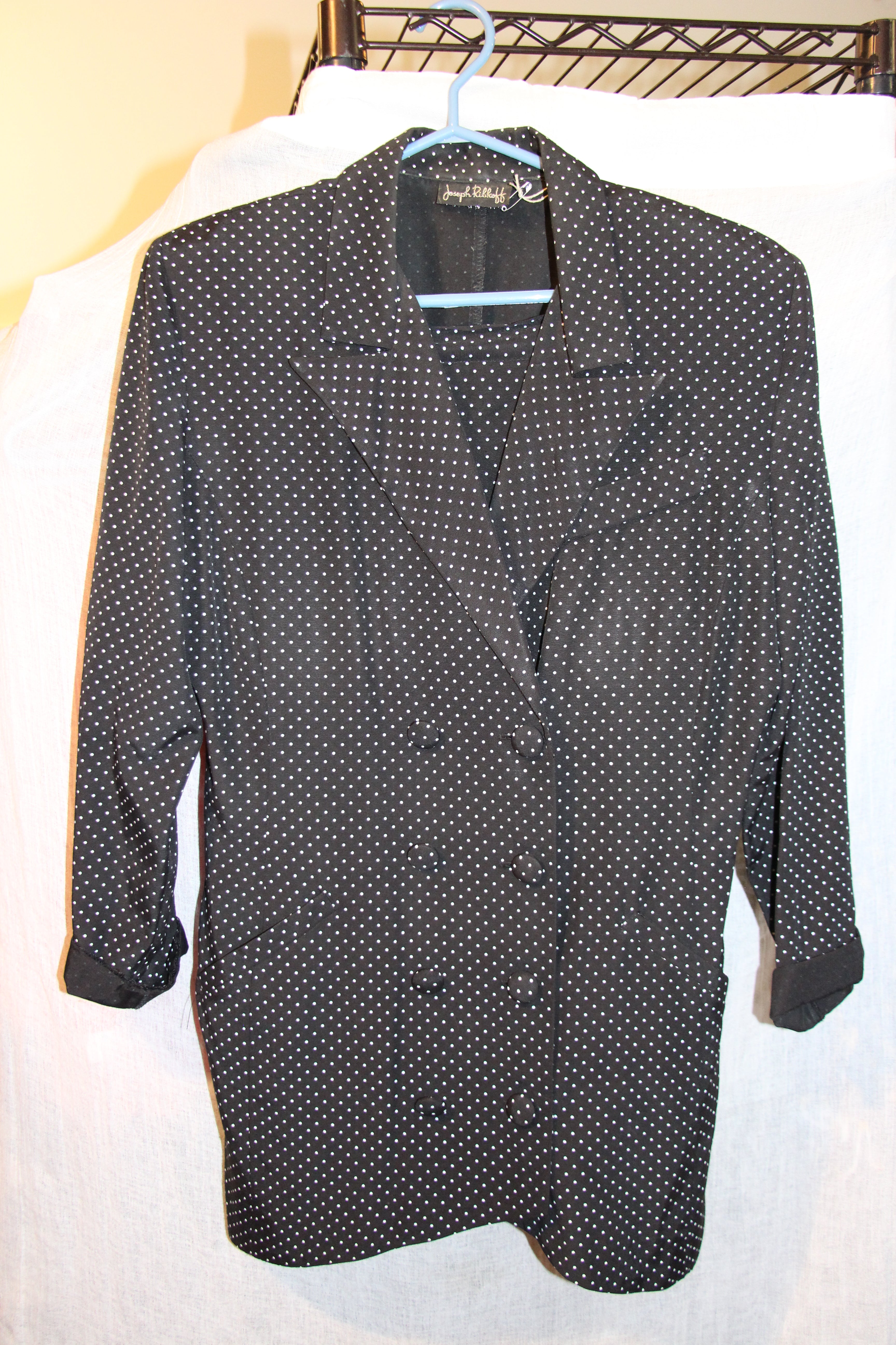 Vintage Polka Dot Women's Blazer And Skirt Set