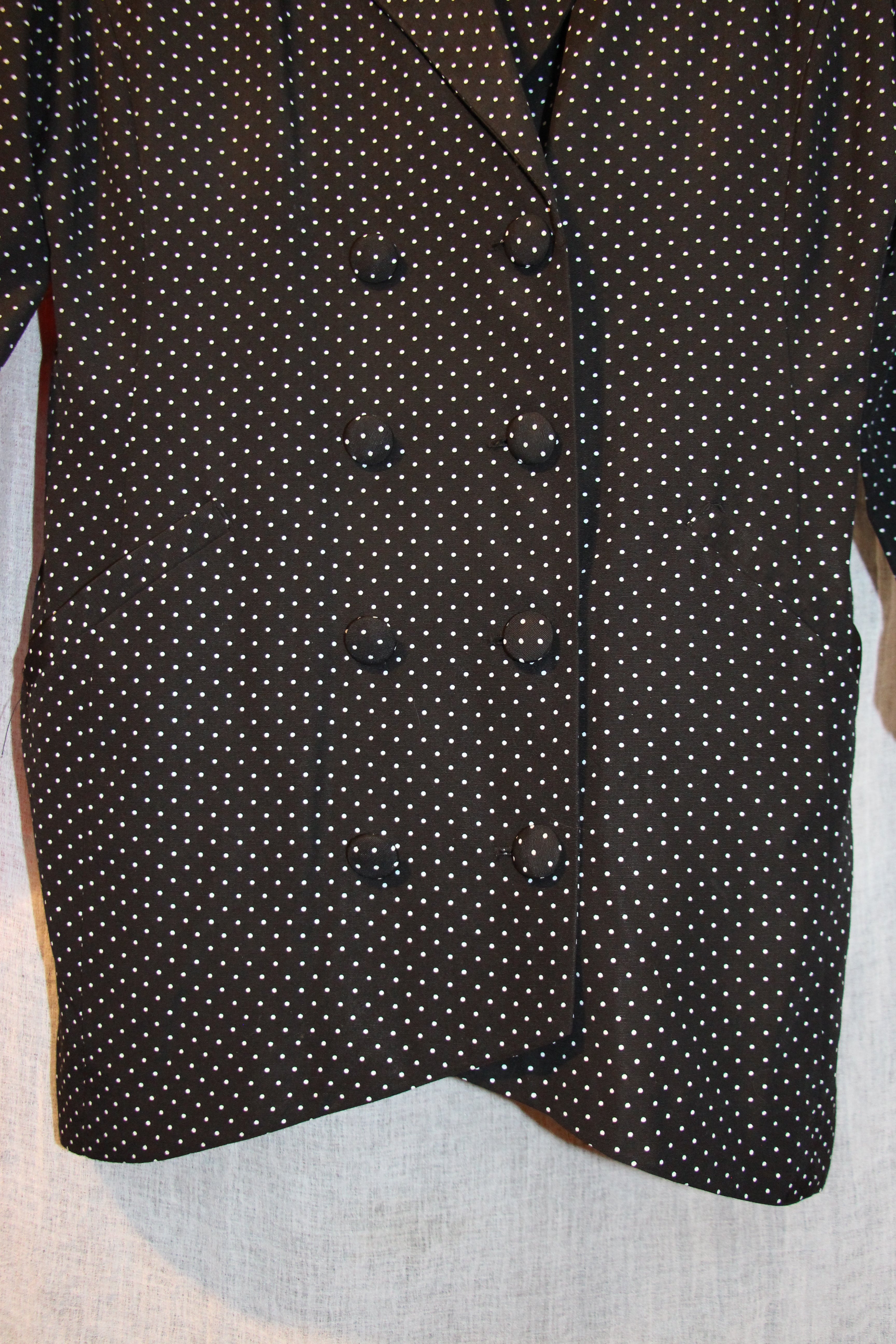 Vintage Polka Dot Women's Blazer And Skirt Set