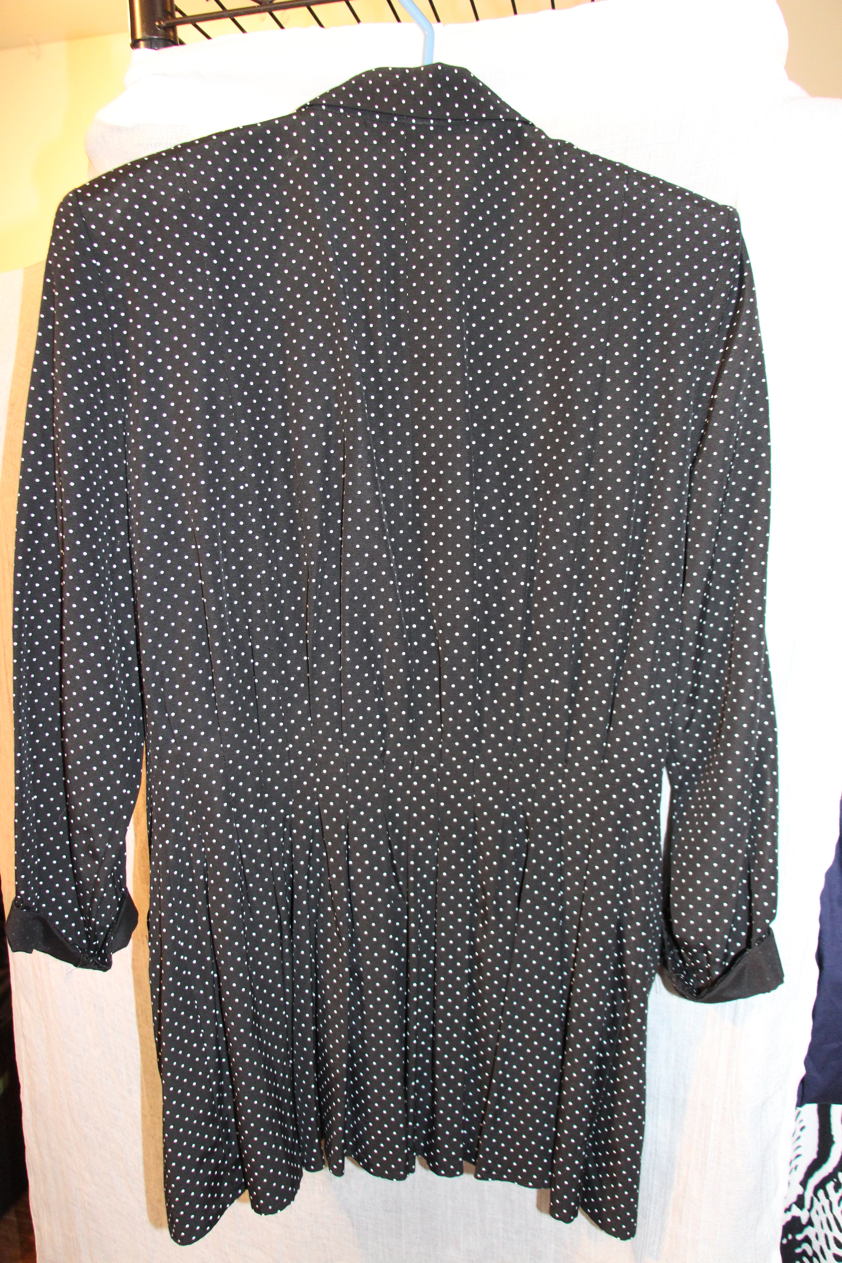 Vintage Polka Dot Women's Blazer And Skirt Set