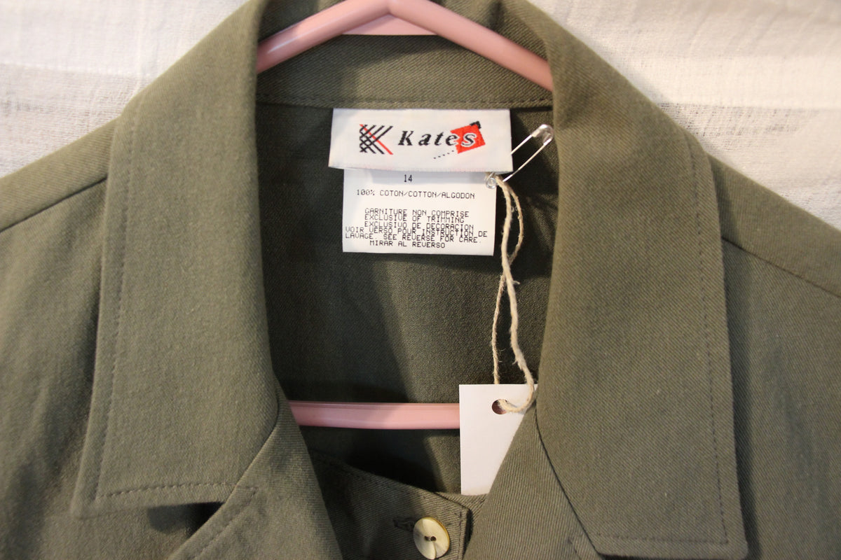 Size 14 Vintage 100% Kates Green Shorts and Button Up Vest Suit