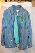 Size M Vintage Tan Jay Denim Sequin Design Jacket
