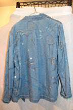 Size M Vintage Tan Jay Denim Sequin Design Jacket