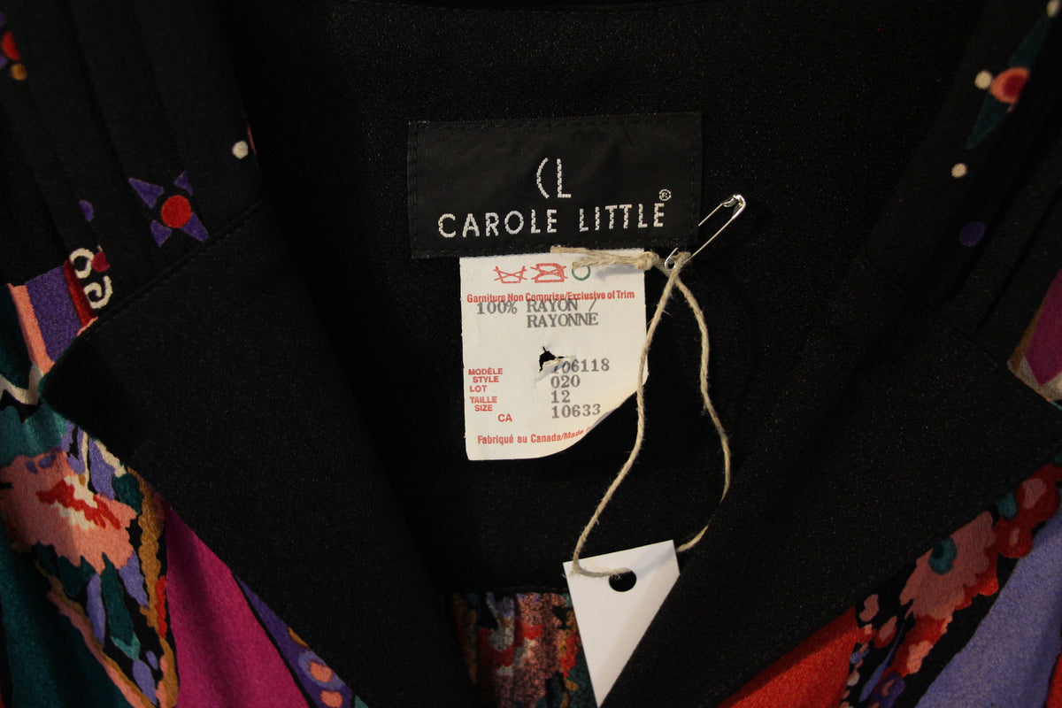 Size 12 Jacket Size 6 Pants Vintage Carol Little 100% Rayon Multicolored Floral Print Suit