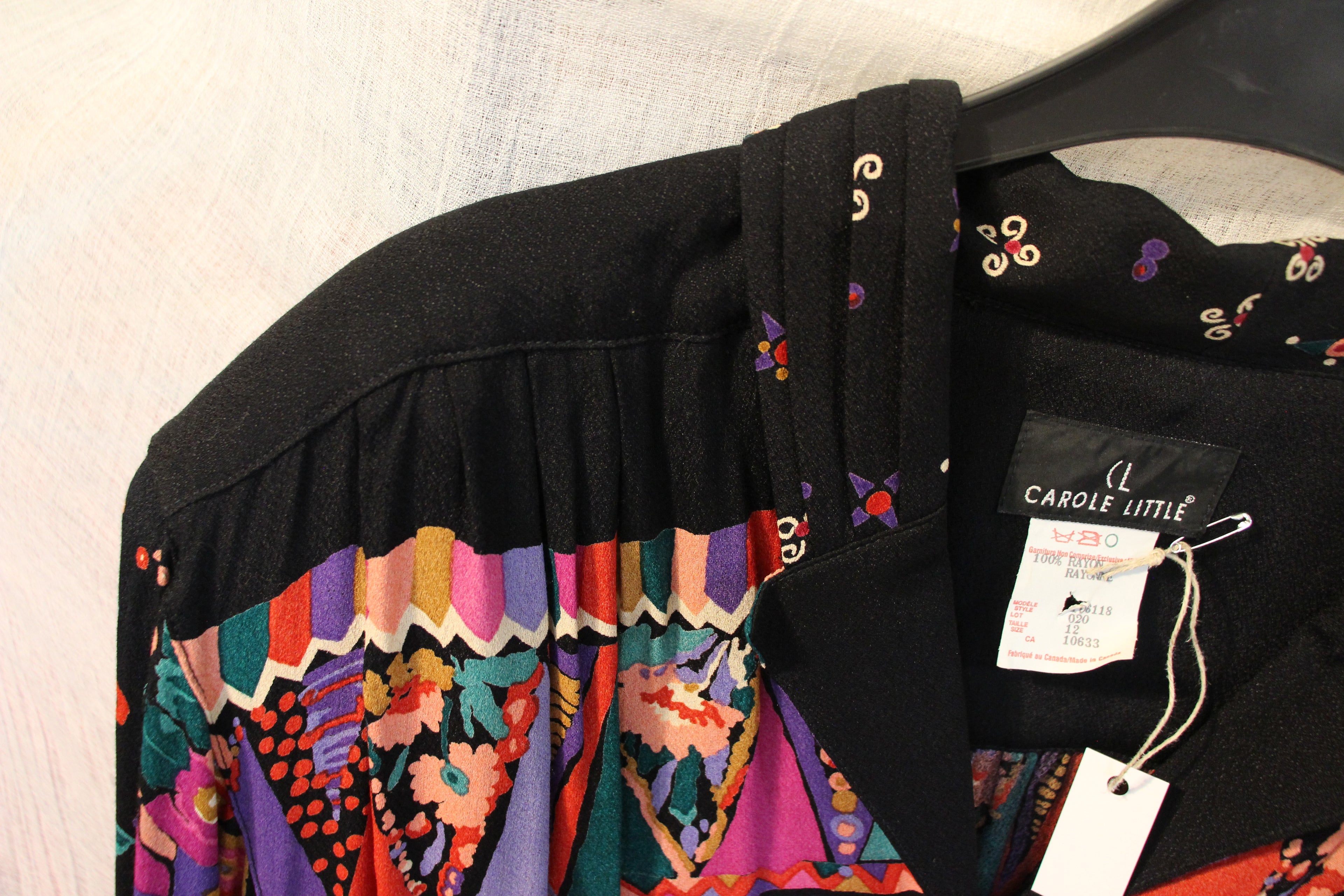 Size 12 Jacket Size 6 Pants Vintage Carol Little 100% Rayon Multicolored Floral Print Suit