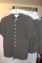 Size 14 Vintage Jones Wear Black with White Polka Dots Skirt Suit
